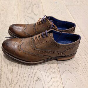 Ted Baker London Men’s Wingtip Brogue Oxfords - Brown Textured Leather